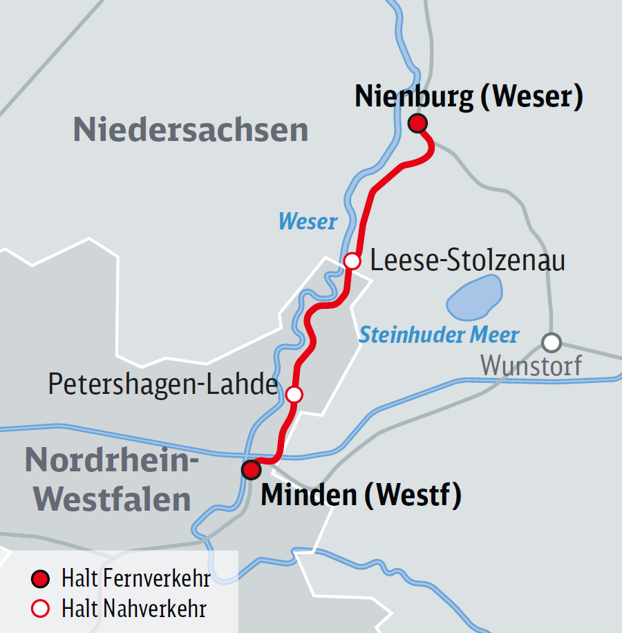 Detailkarte Nienburg–Minden