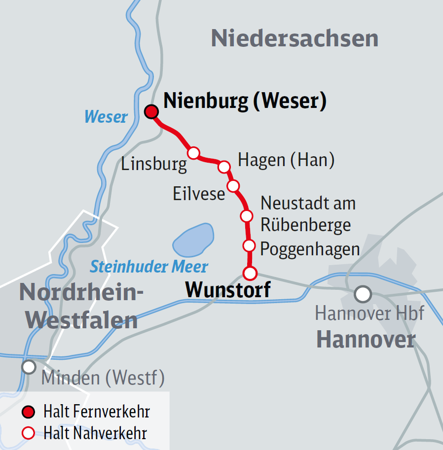Detailkarte Nienburg–Wunstorf