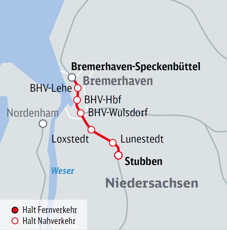Detailkarte Stubben–Bremerhaven-Speckbüttel